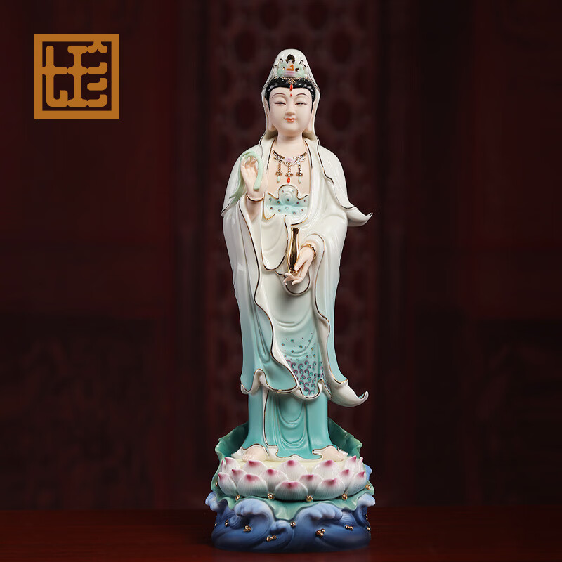 16吋 立莲观音 蓝衣彩