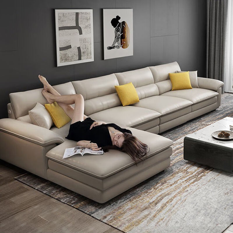 舒格亚欧式沙发现代头层牛皮小户型客厅懒人三人转角组合皮家具全套 普通版 三人位(2.2米)