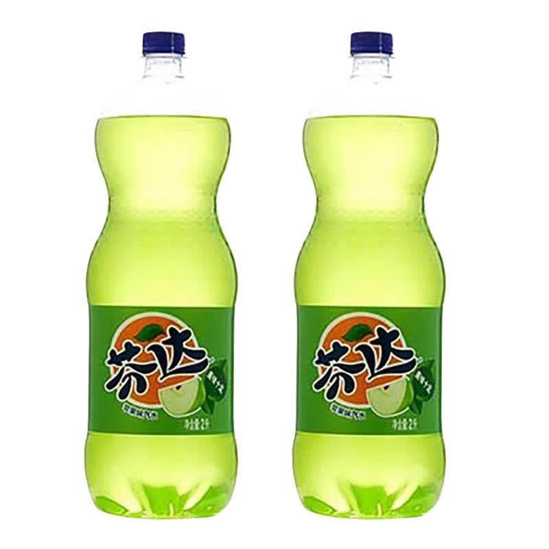 可口可乐芬达苹果味汽水2升瓶装果味饮品碳酸饮料大装家庭分享装 芬达