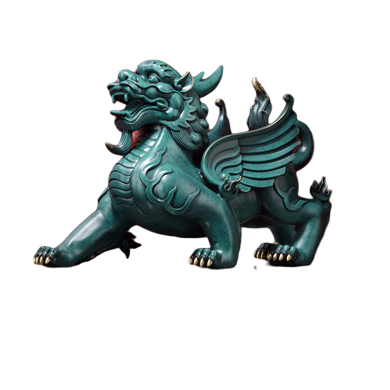 銅師傅 《威猛貔貅》客廳 桌面 銅擺件 家居裝飾擺件伴手禮物 威猛貔貅（富貴綠）