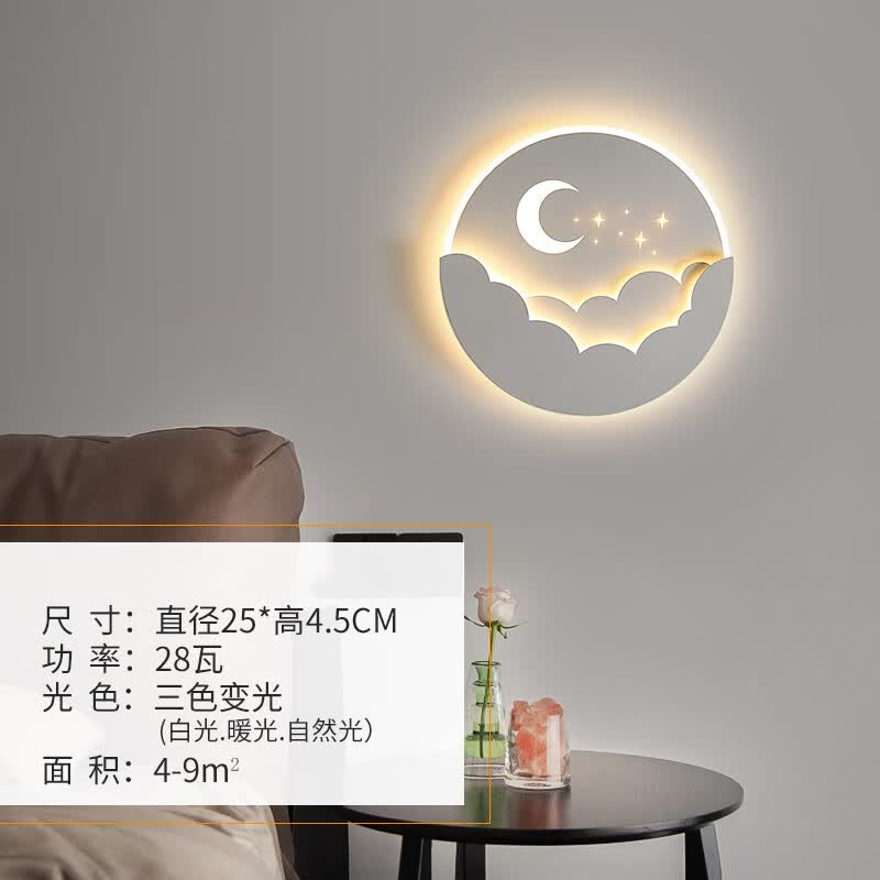 圆形壁灯床头灯卧室装饰灯客厅电视背景墙壁灯轻奢楼梯走廊过道灯 A款月亮25cm三色光使用感如何?