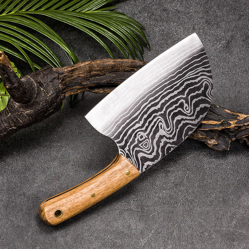 楚家刀手工圆头菜刀家用老头刀切菜刀荒野厨刀切片刀菜刀锰钢圆头