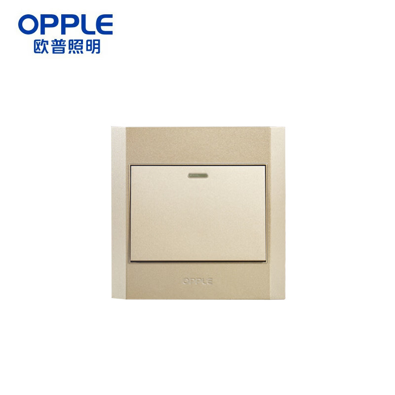oppl欧普 照明开关面板插座 单开单控 墙壁开关1611a 香槟色 w58系列