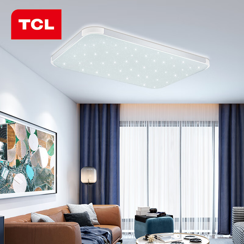 TCL照明 LED吸顶灯璀璨星空满天星客厅灯现代时尚创意浪漫遥控调光调色长方形 108W900*580