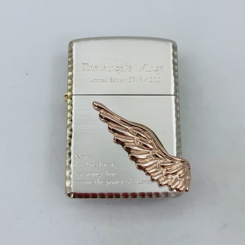 zippo芝宝打火机 天使之翼 帖章翅膀 盔甲加厚外壳 玫瑰金 天使之翼