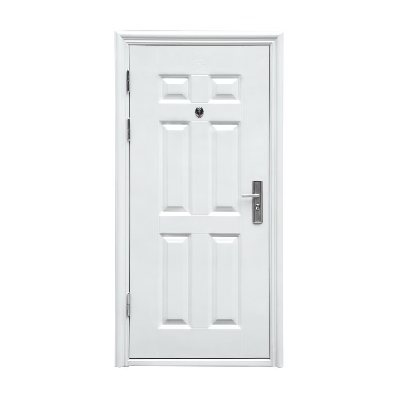 白色防盗门指纹锁家用铁门进户门钢制工程门气窗单门现代入户门 2050*