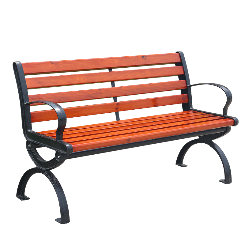 嘉勒美户外公园椅长椅休闲双人长条椅户外公园座椅 原木色1.25米3.8cm厚有背进口南方松防腐木