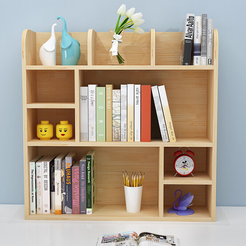 媿魅  书桌上的置物架简易木桌上小书架学生用收纳架简约现代木柜办公