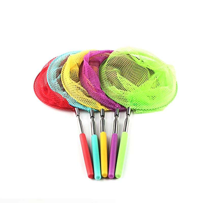 川代儿童捕蜻蜓网蝴蝶网昆虫网捞鱼网不锈钢伸缩抄网橙色