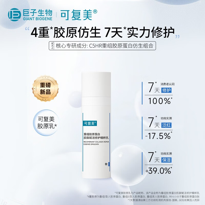 可复美胶原乳重组胶原蛋白肌御赋活修护精粹乳 保湿修护屏障 胶原乳14ml