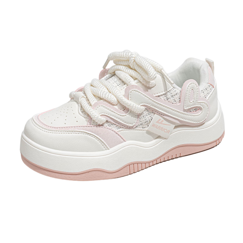 回力女鞋小白鞋女2025春秋新款小香風(fēng)設計感休閑百搭鞋子厚底運動(dòng)板鞋 米粉紅 35