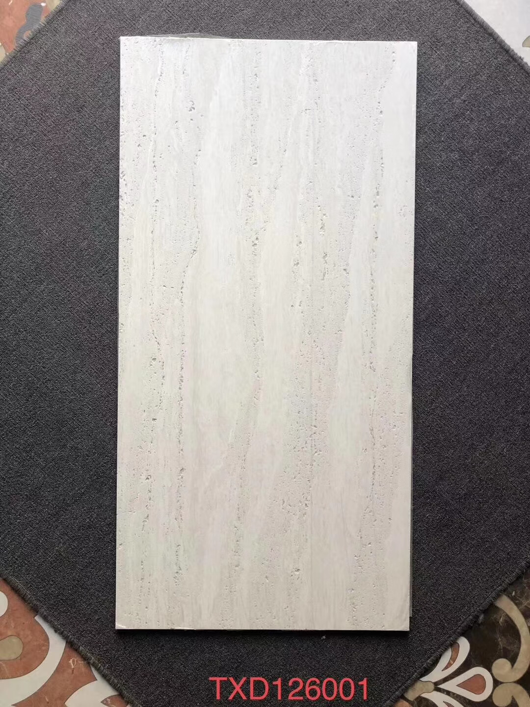 仁聚益白黄色真洞洞石瓷砖600x1200客厅地砖玻化砖地板砖800x800背景