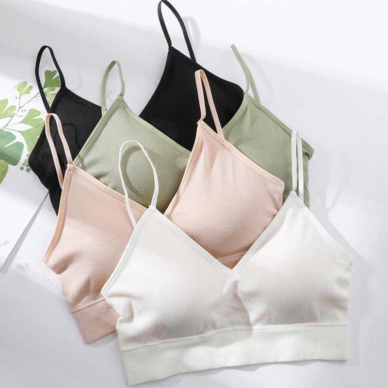 俞兆林【2件】大U型美背内衣女夏薄款无钢圈吊带背心式文胸性感大露背抹 大U款（焦糖+黑色） 均码 （80-135斤）