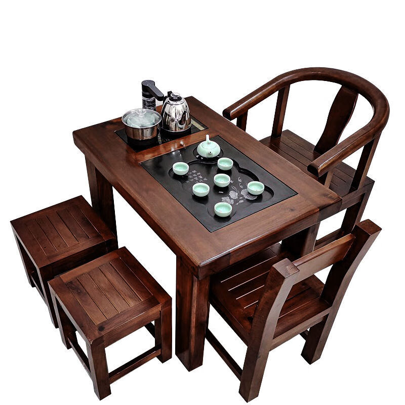 老船木茶桌椅组合小型阳台茶艺喝茶桌家用客厅实木茶几桌功夫茶台 1米