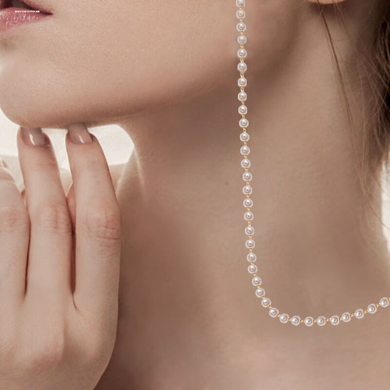 mark story眼鏡鏈 珍珠鏈條女掛脖防掉掛繩太陽(yáng)眼睛鏈厚電鍍掛鏈墨鏡鏈子 金色珍珠鏈