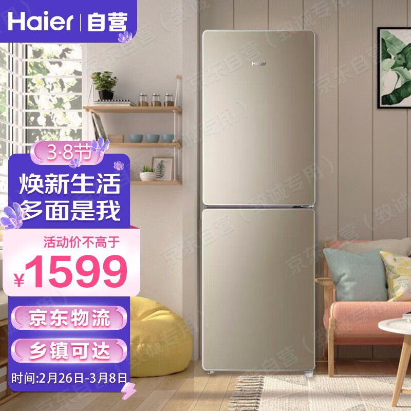 海尔(Haier)190升风冷无霜两门冰箱净味智能家用两门钣金宿舍租房小型冰箱BCD-190WDPT