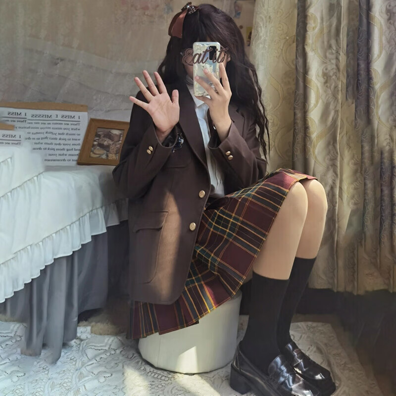 雅格罗伊18嵗岁成人礼女礼服西装外套jk格裙西装制服套装全套秋冬季