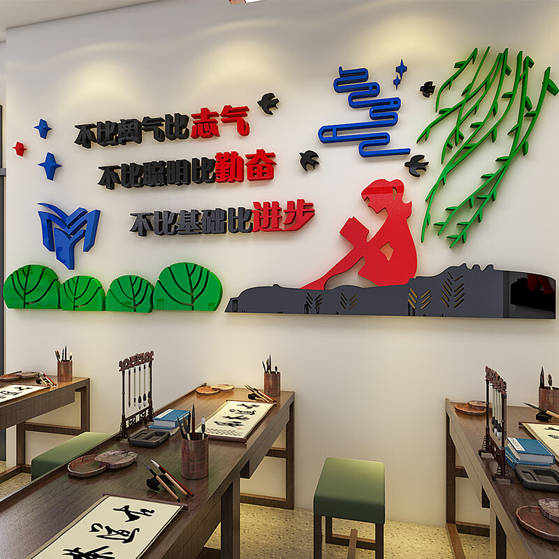 诗华庭班级布置教室装饰文化墙创意贴纸学生励志学习激励贴画3d立体