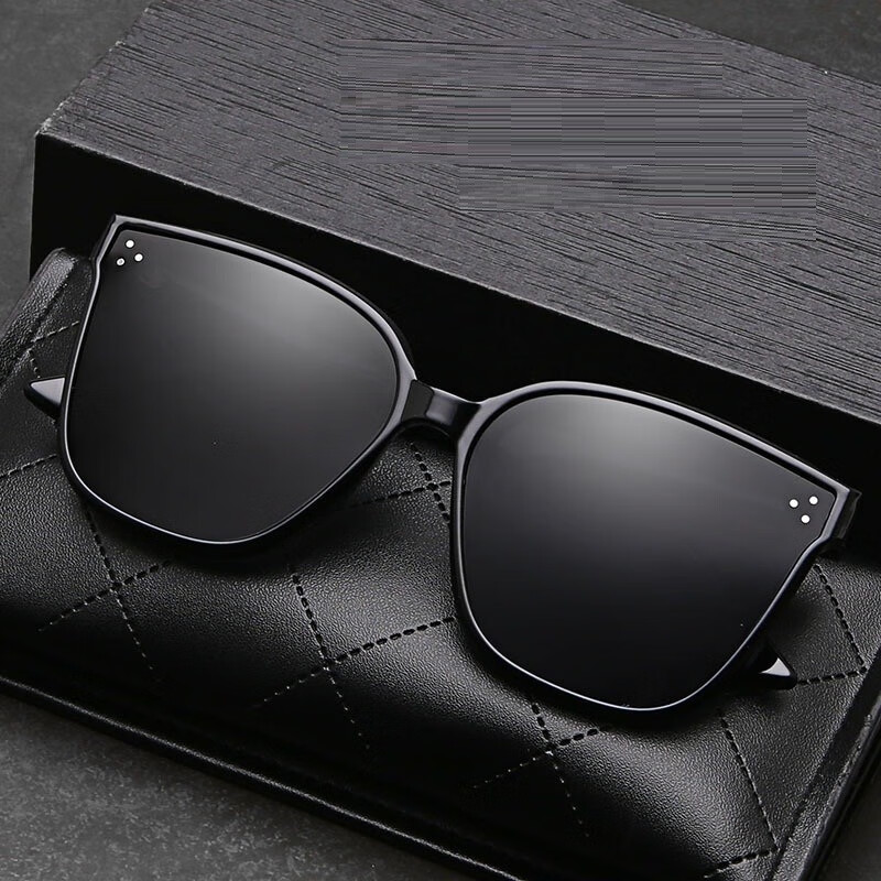 韩潮太阳镜开车司机个性青年学生情侣款街拍蹦迪眼镜男士 黑色太阳镜