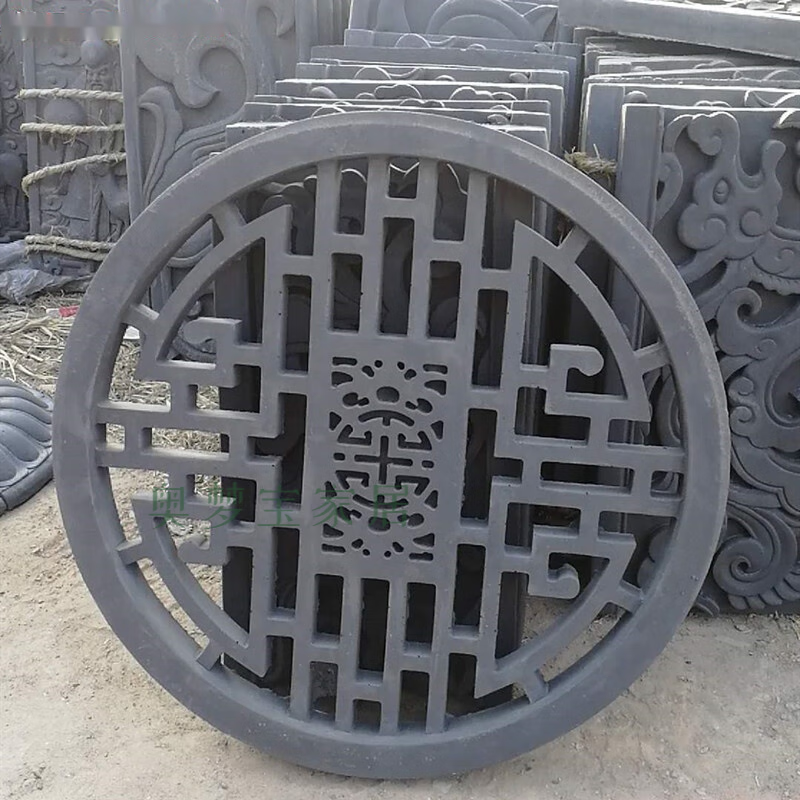 萦娪院墙花窗 仿古窗花格宏润古建圆形镂空砖雕四合院院墙浮雕围墙水