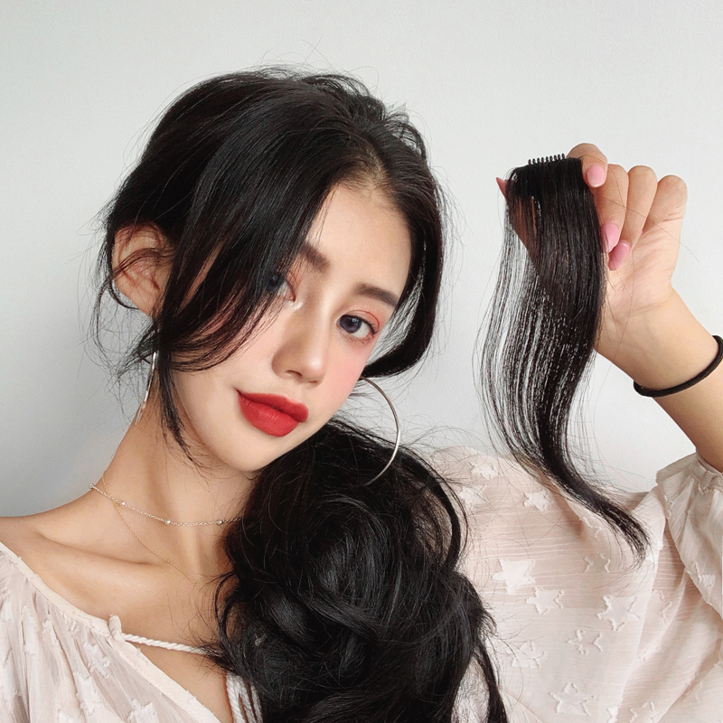 亚溪真发网红八字刘海假发片 法式刘海 自然隐形无痕中分斜刘海女 一