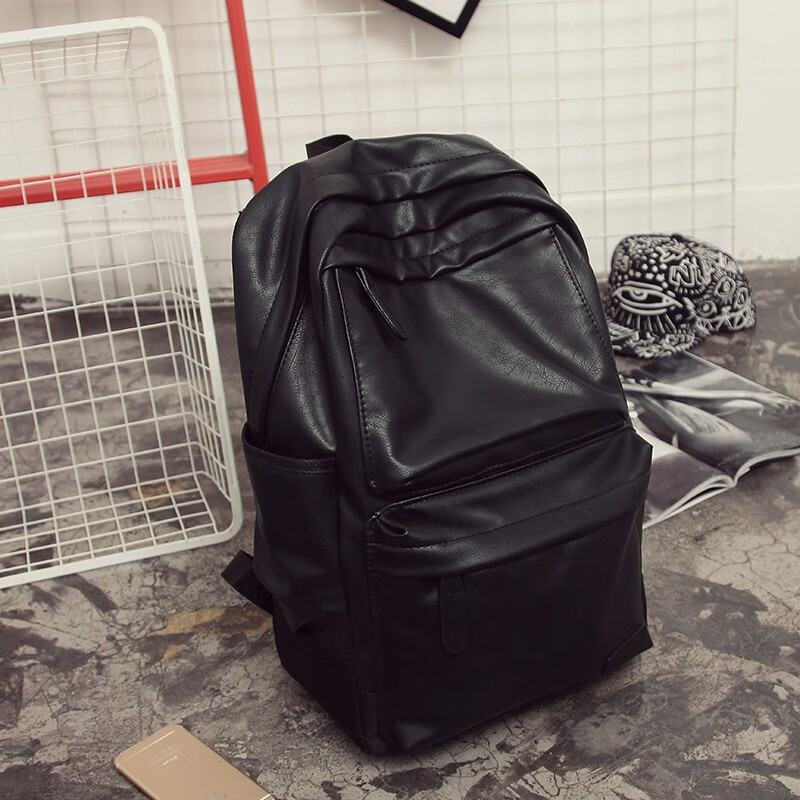 啄木鸟复古休闲双肩包男士背包电脑包学院风韩版学生书包女pu皮旅行潮