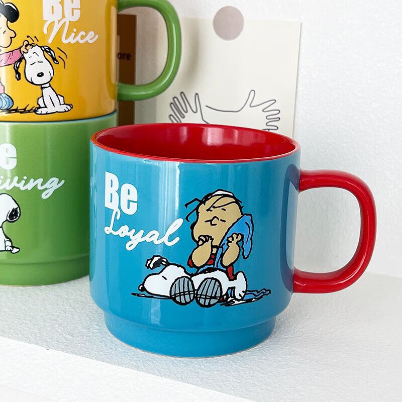 云漫卿史努比叠叠杯史努比叠叠杯/4只陶瓷杯子马克杯儿童女生卡通水杯