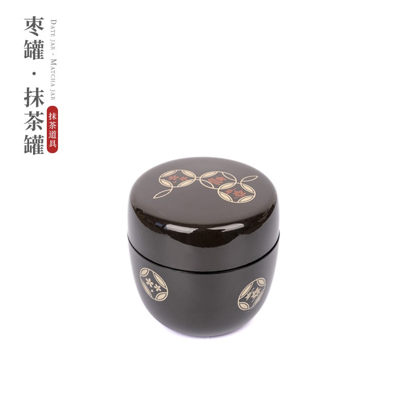 北野工坊枣罐日式抹茶粉罐木质枣形茶叶罐抹茶道手工茶具漆器茶仓小罐