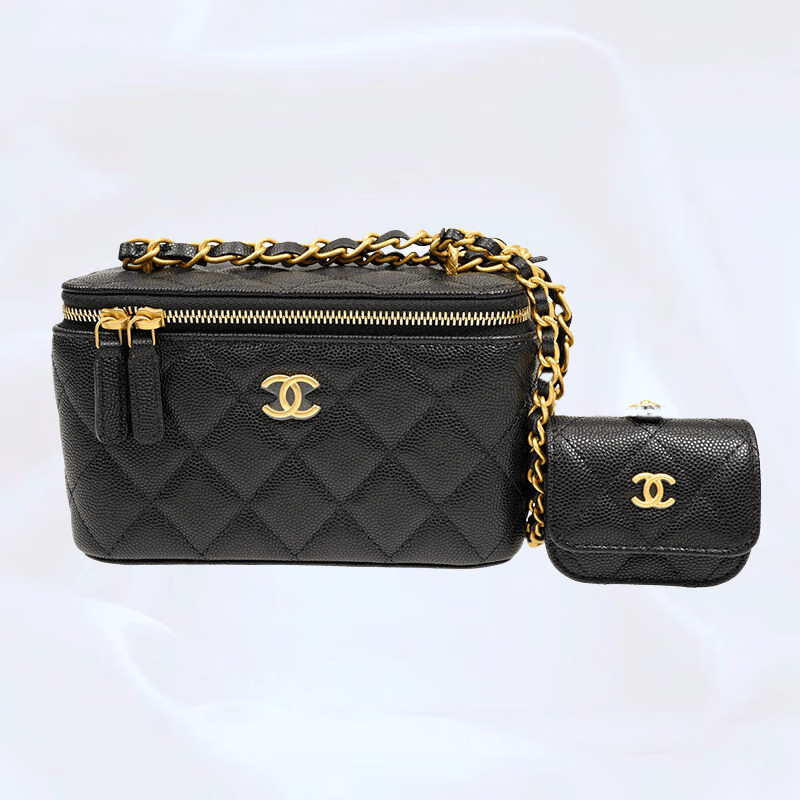 香奈儿(chanel)24新款菱格纹金扣logo 牛皮字母包 链条包单肩斜挎包