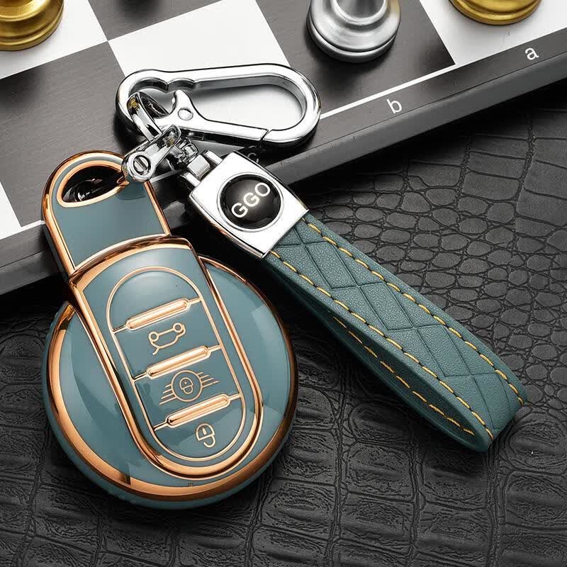 壳countryman扣f54f55f56f60车钥匙包 宝马mini/金边【奶奶灰】 双扣