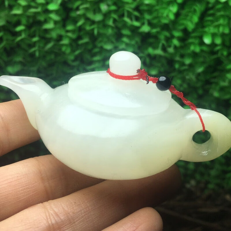 兴颖和田玉手把件男士盘玩新疆缠丝玉茶壶玉壶摆件把把壶把玩 石 手