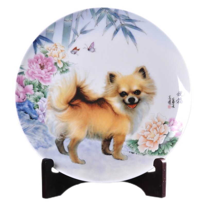瓷博 景德镇陶瓷客厅摆件工艺品 家居装饰品摆设 冯杰祝福 狗 房间