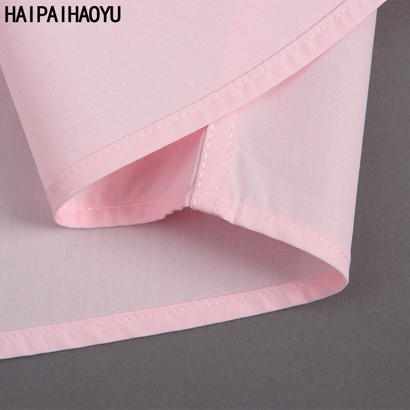 海派浩宇 长袖衬衫男免烫修身纯色立领白色衬衣商务休闲四季款高级感上衣 3052粉色 2XL (180) 推荐136-155斤