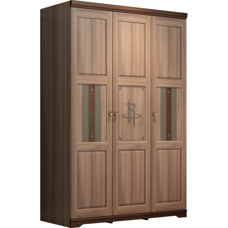 格杰 儿童衣柜家用卧室小户型中式现代衣橱实木简易推拉组装儿童柜子 三门衣柜