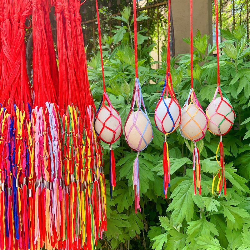 天颛端午节成品蛋兜三月三立夏结婚鸡蛋袋护蛋套网 扁线蛋网颜色随机