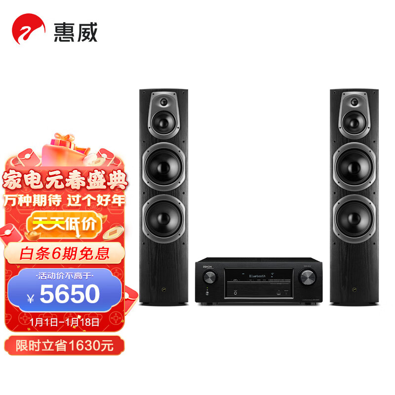 惠威（HiVi）D60F+天龙X540功放 2.0声道家庭影院音响套餐 高保真HiFi落地音箱 木质 客厅影院系统组合