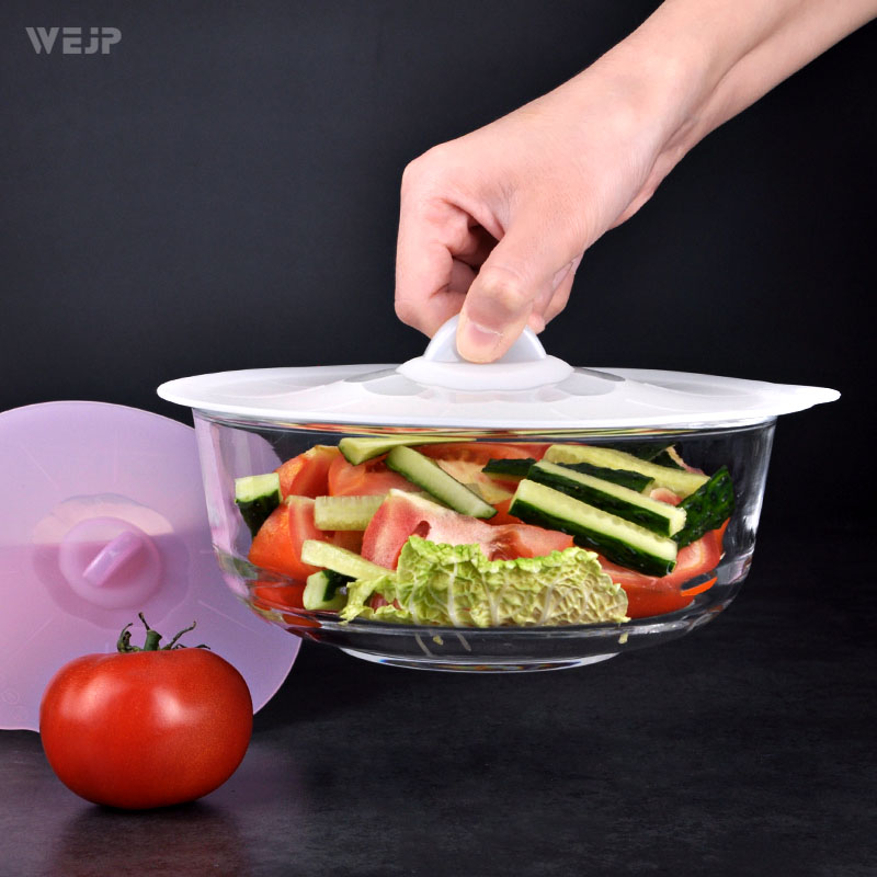 为尔佳（WEJP）密封硅胶盖碗盖万能盖子冰箱硅胶保鲜盖 食品级圆形杯盖锅盖盘盖 白色24CM一个