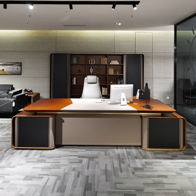 弗拉基米总裁大班台中式大班台实木董事长老板桌高档轻奢老板桌总裁桌