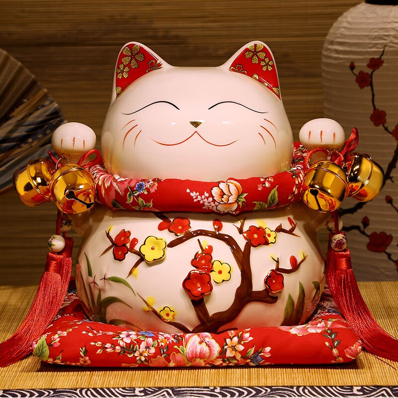 吉善缘 招财猫摆件存钱罐 家居客厅酒柜公司店铺装饰品开业乔迁工艺