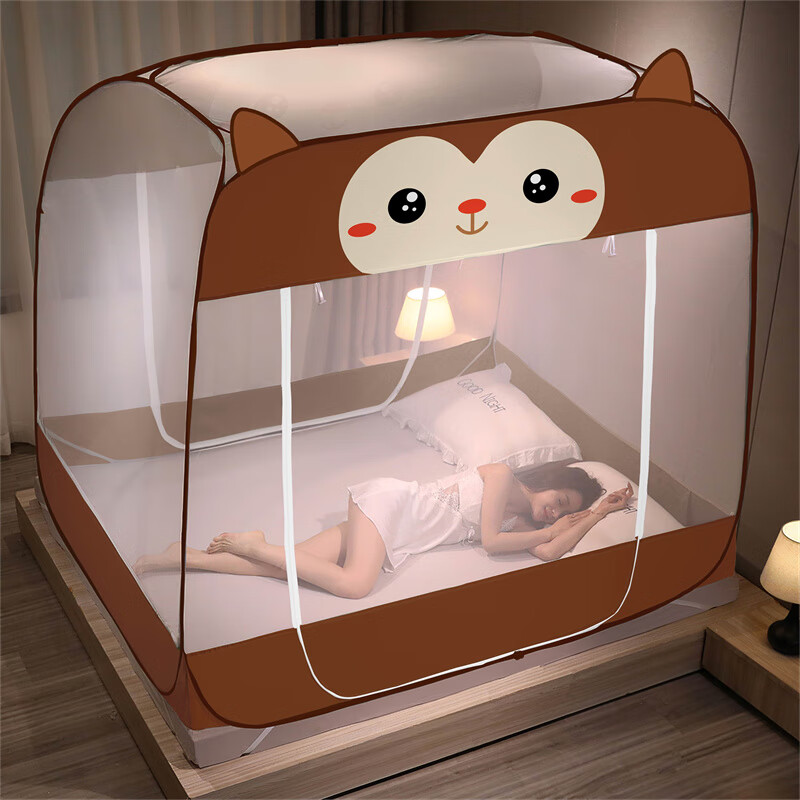 金号(king shore)u型双开门卡通印花蚊帐 大顶蒙古包免安装蚊帐家用