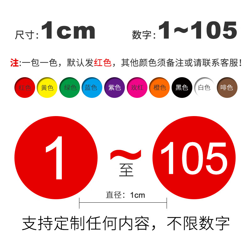 干胶数字贴流水数字圆形号码楼层餐桌文件编号选手比赛序号不粘胶贴纸