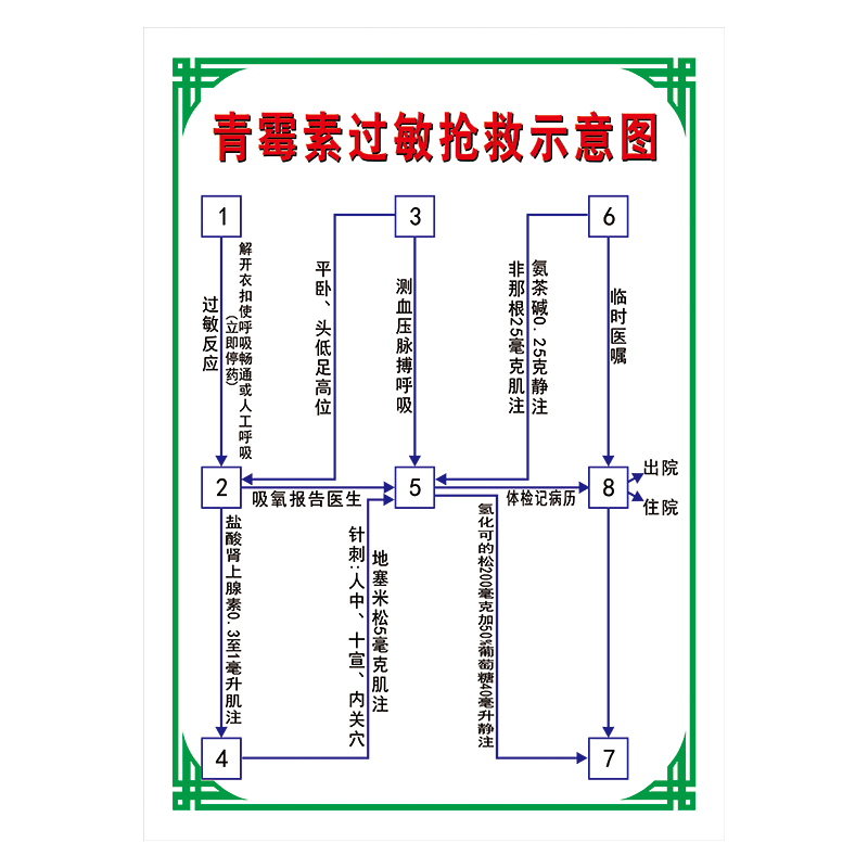 图示意图贴纸覆膜防水贴纸wsb169 wsb169-01 青霉素过敏抢救示意图 40