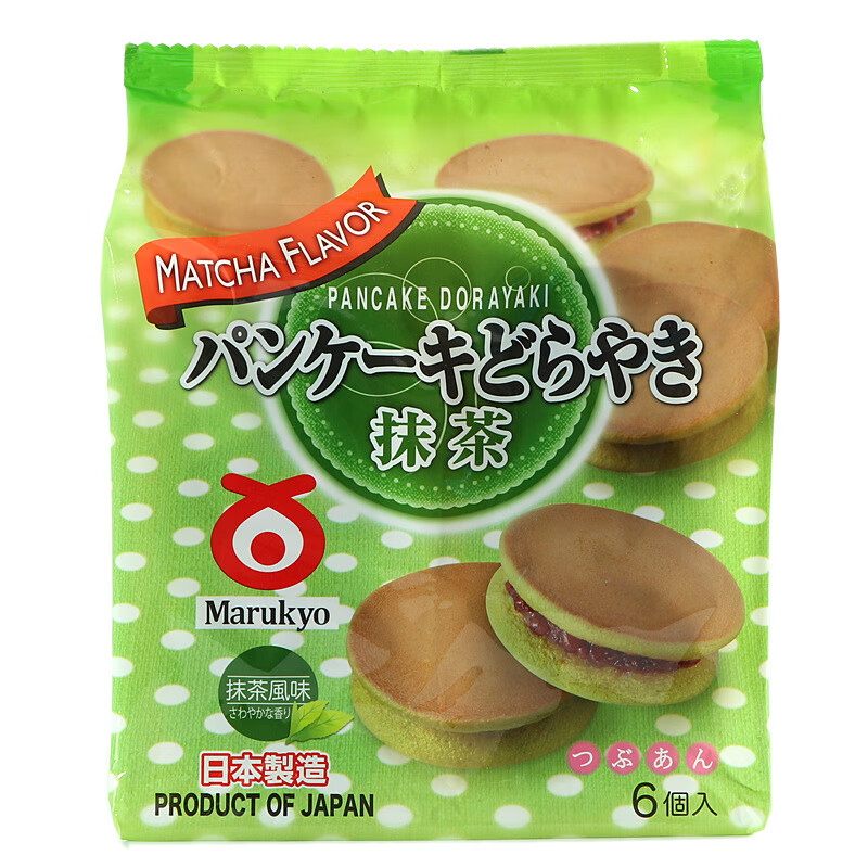 clcey抹茶味铜锣烧324g茶点心日本进口零食哆啦a梦豆沙包 日本/丸京