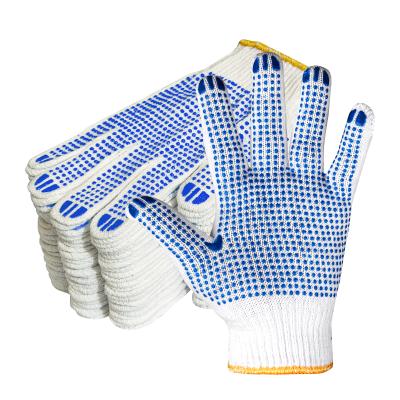 千屿12双劳保手套加厚耐磨脏工作防滑劳工棉纱手套工地点胶线手套
