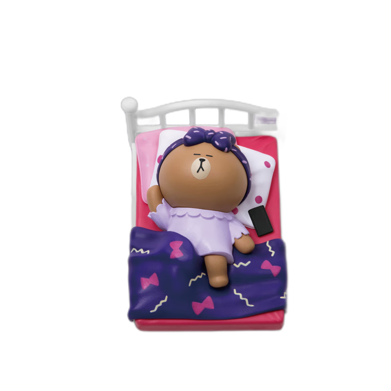 王国line friends晚安布朗熊可妮兔可爱人物手办摆件礼物 晚安丘可