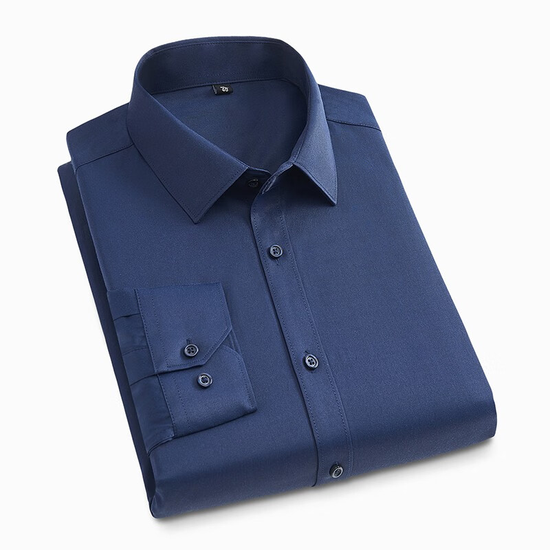 啄木鸟男士青年修身商务休闲免烫长袖衬衫纯色衬衣男装 藏青色 2XL 41高性价比高么？