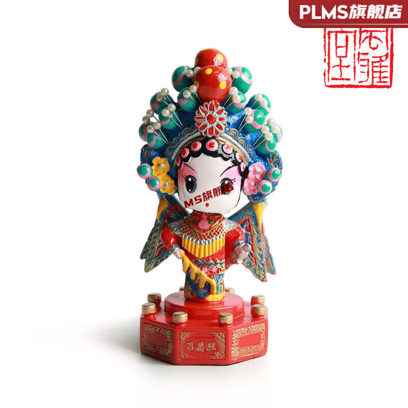 泥人张工艺品 风雅堂 京剧脸谱泥塑面塑 泥人张天津摆件北京特色礼品故宫纪念品 刀马旦