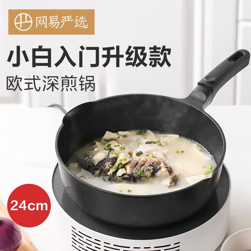 网易严选 欧式精铸不粘锅多用锅深煎锅炒锅平底煎炒锅带盖 黑色24cm怎么看?