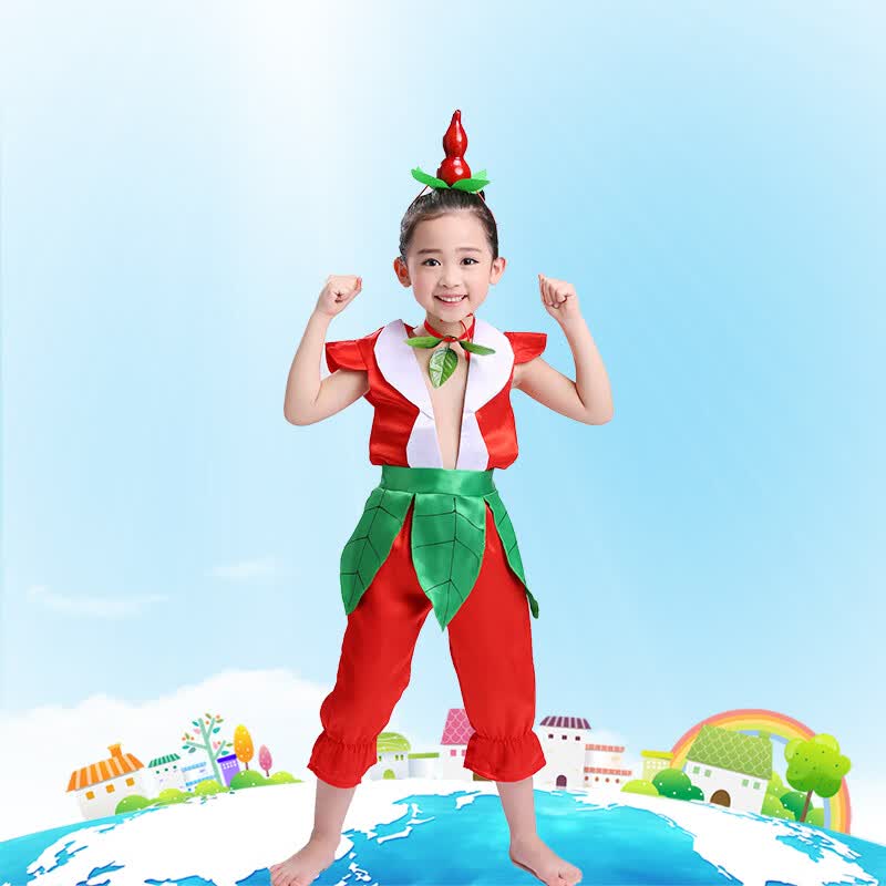 菲奢兰葫芦娃衣服成人演出服七兄弟卡通男童幼儿园环保衣服舞台表演服