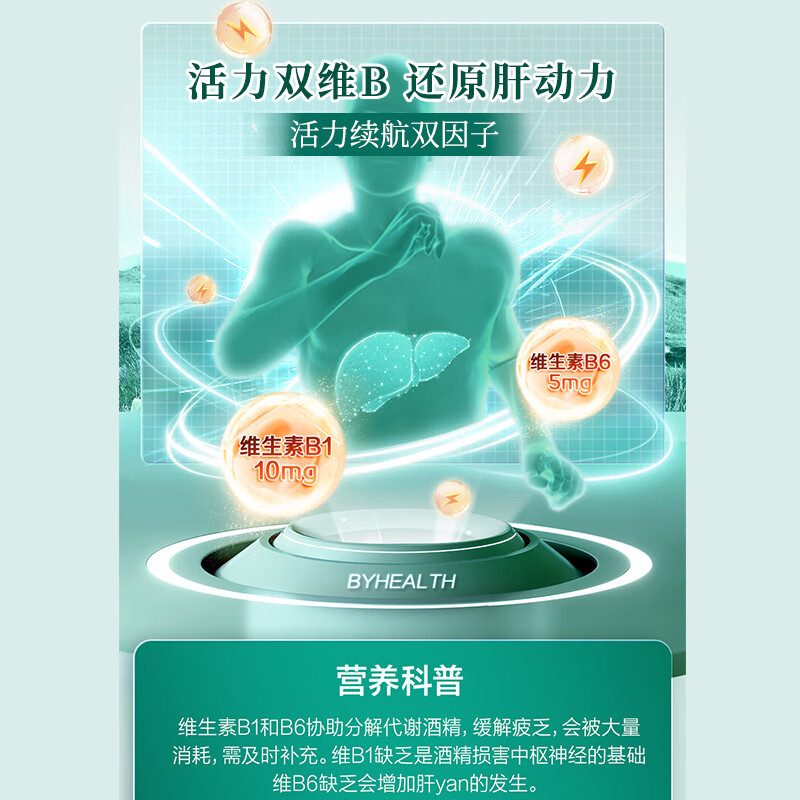 BYHEALTH奶蓟草醒肝护肝片酒前解酒药 酒后醒酒 养肝保肝解宿醉 6片/盒 体验装